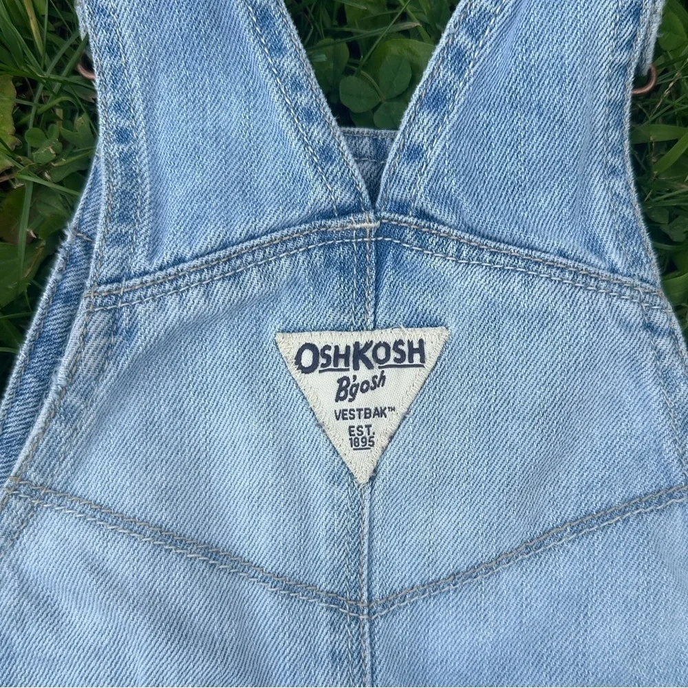 Vintage Oshkosh B’Gosh Toddler Girls Vestbak Denim Bibs Overalls Size 18M Cotton